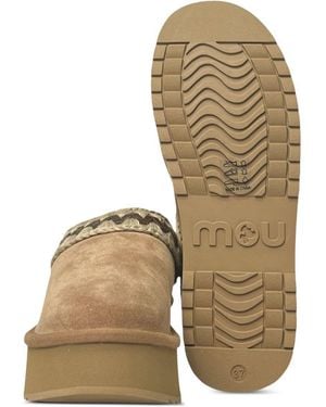 Mou Platform Clog Sabot Sheepskin Shoe - Natural