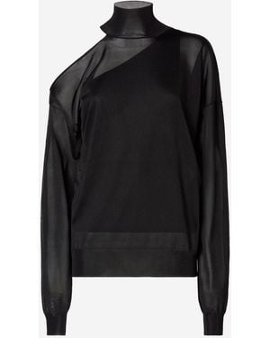 Fendi Knit Top Silk Organza Silk; Viscose - Black