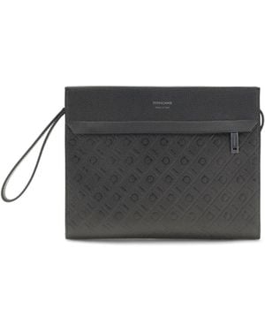Ferragamo Monogram Pouch Calf Leather Bos Taurus Handbags - Grey