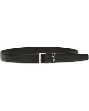 Saint Laurent Cassandre Vadim Leather Belt Calf - White