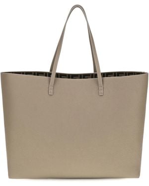 Fendi Medium Roll Roman Leather Shopping Bag Calf Bos Taurus Shoulder - White