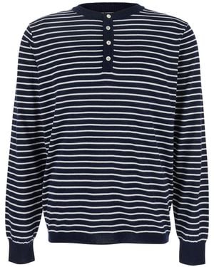 AFTER PRAY Crewneck T-Shirt With All-Over Striped Motif - Blue