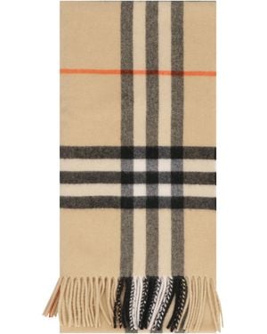 Burberry Checked Cashmere Scarf - Natural
