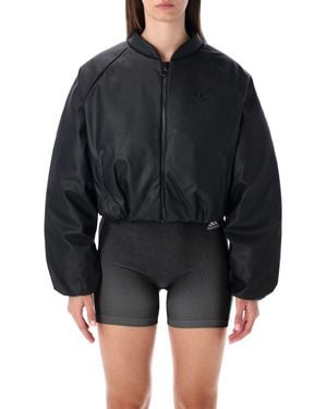 adidas Pleather Bomber Synthetic Down Jacket - Black