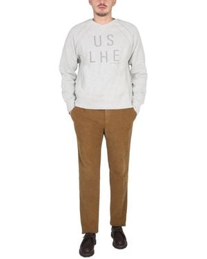 Engineered Garments Crewneck Sweatshirt With Front Logo Cotton Sweatshirts - White