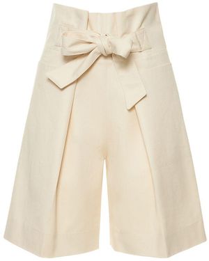 TOTEME Cream Short Trousers With Elegant Belt - Natural