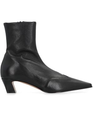 KHAITE Nevada Leather Ankle Boots - Black