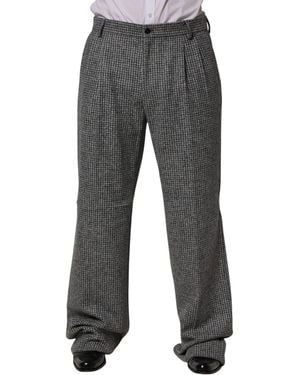 Dolce & Gabbana Houndstooth Straight Dress Trouser Trousers Wool Alpaca Nylon - Grey