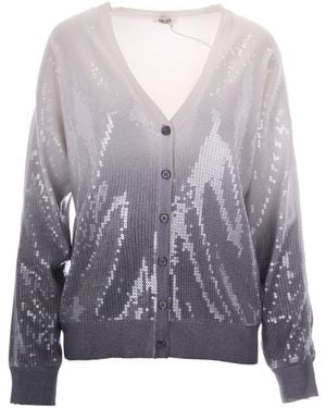 Liu Jo Shaded Sequin Viscose-Blend Cardigan - Gray