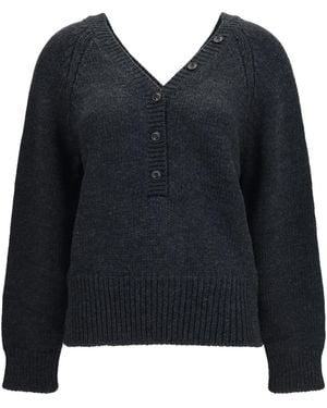 Our Legacy Country Henley Merino Cardigan Wool Ovis Aries Sweater - Black