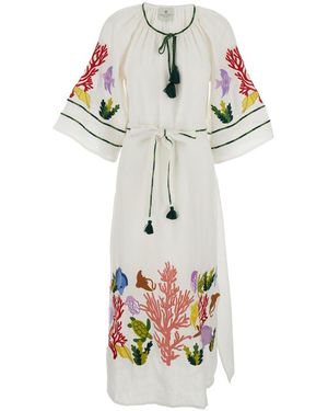 BENARAS BY CITRUS Kaftan Sea Life Veronica With Print Motif - White