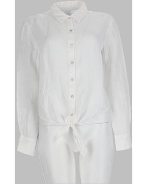 120% Lino Knot Linen Shirt - White