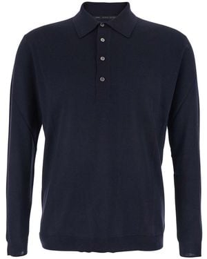 Low Brand Wool Jumper With Polo Collar - Blue