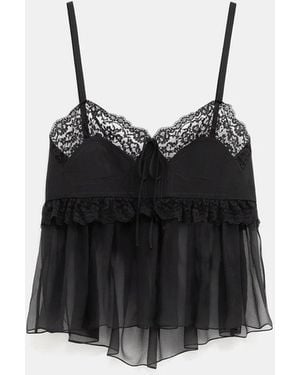 Chloé Haut En Crêpe De Chine Soie Noir Top - Black