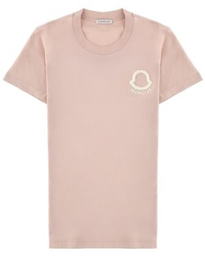 Moncler T-Shirt Con Logo Ricamato - Pink