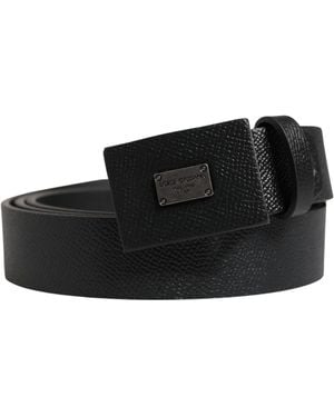 Dolce & Gabbana Calfskin Leather Square Buckle Belt Calf - Black