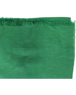 Max Mara Silk And Linen Fringe Stole - Green