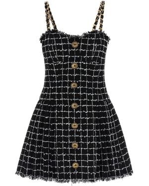 Balmain Check Tweed Dress - Black