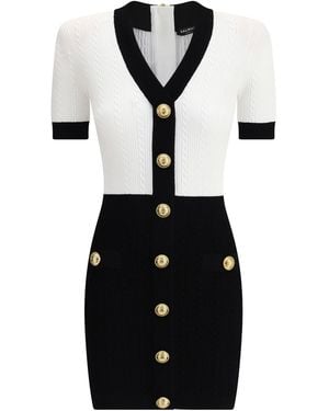 Balmain Braided Pattern Midi Dress - Black