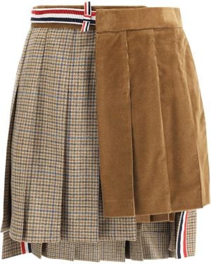 Thom Browne Pleated Miniskirt - Natural