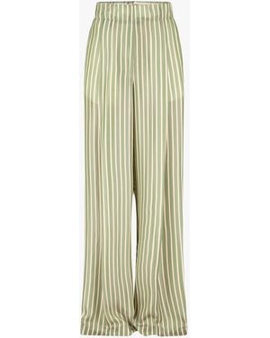 Dries Van Noten Pantalon En Cupro Rayé Vert Trousers - Green