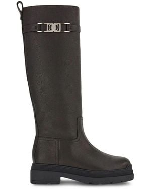 Ferragamo Vara-Chain Detail Boots - Black