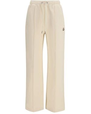 Moncler Beige Cotton Athletic Trousers - Natural