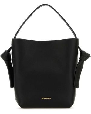 Jil Sander Leather Mini Knot Handbag - Black
