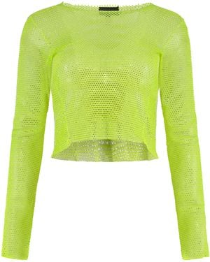Santa Brands Open-Knit Top With Rhinestones Polyester Tops - Green