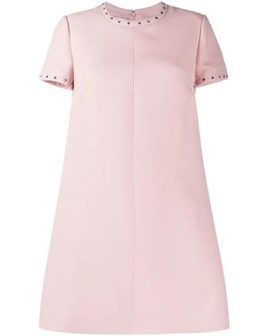 Valentino Embellished Trim Flared Dress - Pink