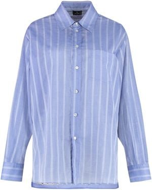 Etro Shirt Striped Cotton - Blue