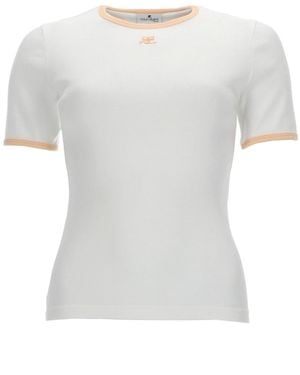 Courreges T-Shirt With Logo Cotton T-Shirts - White