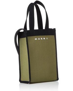 Marni Knit Logo Crossbody Mini Tote Handbag - Green