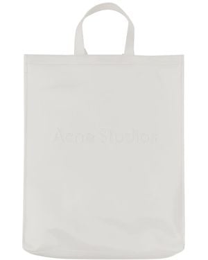 Acne Studios Stylish Double Handle Tote Handbag With Logo - White