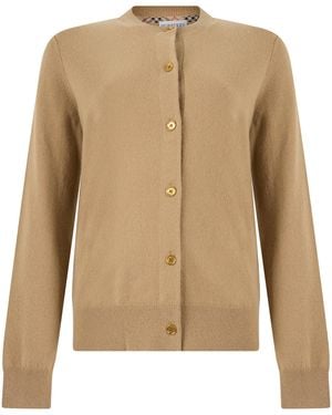 Burberry Buttoned Cashmere Cardigan Jumper - Natural