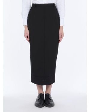 Thom Browne Jupe Crayon Taille Haute Mi-Mollet À Passants En Tissu Hopsack Skirt - Black