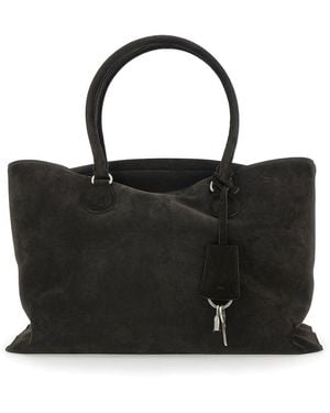 OSOI Shell Brot Large Shopper With Two Handles And Key Pendant - Black