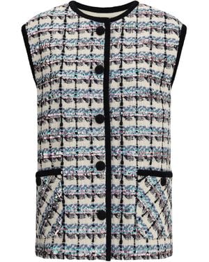 Valentino Tweed Vest With Sequins - Black
