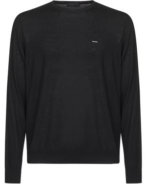 Prada Wool Crewneck Sweater Virgin - Black