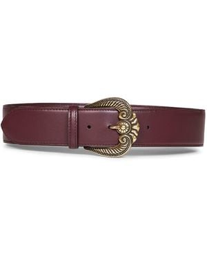 Etro Burgundy Leather Belt With Paisley Buckle - Red