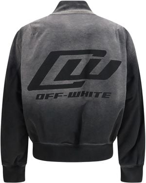 Off-White c/o Virgil Abloh Washed Denim Bomber Jacket Cotton - Grey
