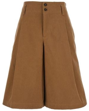 Chloé Bermuda Pants With Belt Loops And Wide Leg - Brown