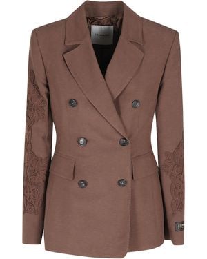 ERMANNO FIRENZE Giacca Doppiopetto Viscosa Blazer - Brown