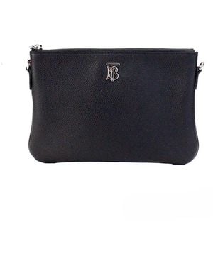 Burberry Peyton Monogram Leather Pouch Crossbody Bag Purse - Blue
