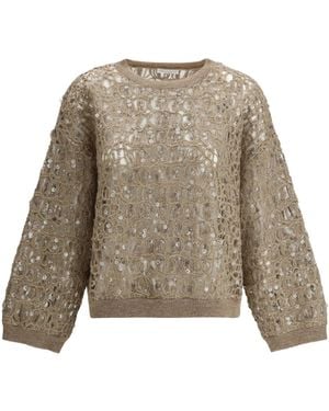 Brunello Cucinelli Sequined Jumper - Natural