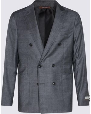 Canali Dark Wool Blazer - Blue