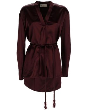 Tory Burch Tory Burch Belted Viscose Blouse - Red