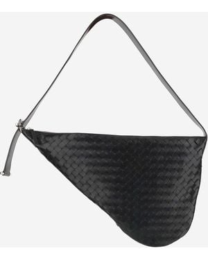 Bottega Veneta Virgule Calfskin Messenger Bag - Black