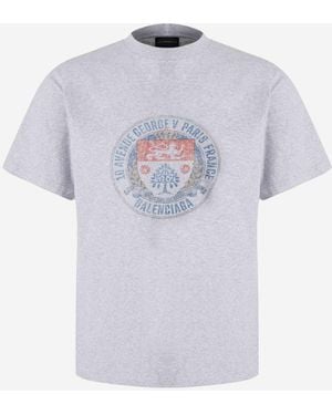 Balenciaga Printed Cotton T-Shirt T-Shirts - White