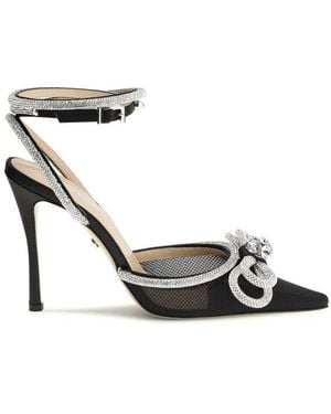 Mach & Mach Black Silk High Heel Court Shoes - Metallic